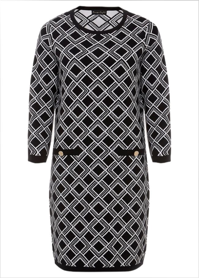 Zayla Geo Tunic Mini Dress Black/Ivory 221882230