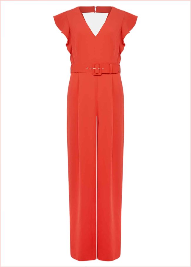  Kallie V Neck Frill Jumpsuit Orange 221926650