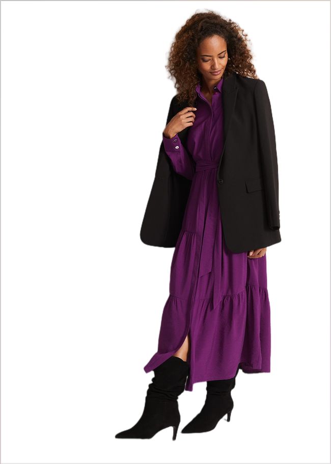  Jayden Purple Shirt Midaxi Dress Purple 222010600